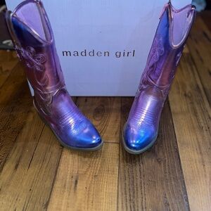 LIKE NEW-Madden Girl Purple Iridescent  Western Boots for Girls- Size 1